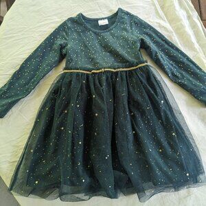 Hanna Andersson Shimmer Star Dress Tulle Green, Size 3T (90cm)
